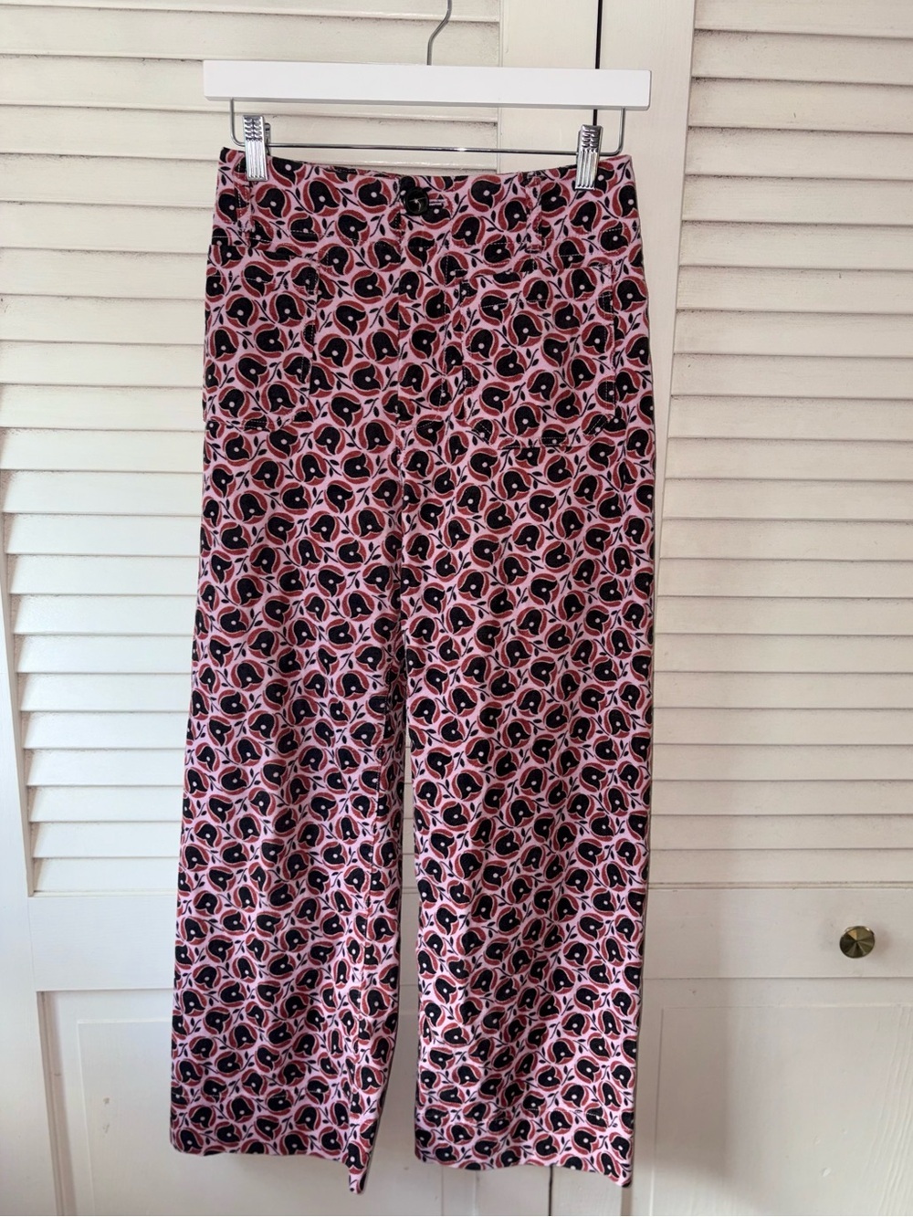 Maeve Anthropologie The Colette Floral Jacquard Wide Leg Pants 26 - Picture 4 of 8